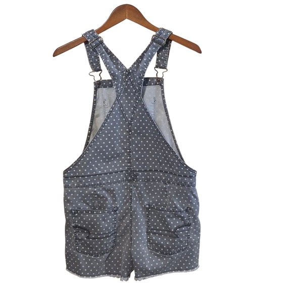 AMERICAN EAGLE Shortalls Womens S/P Stretch Playful Polka Dot Pinup Gray Cutoffs - Picture 3 of 14